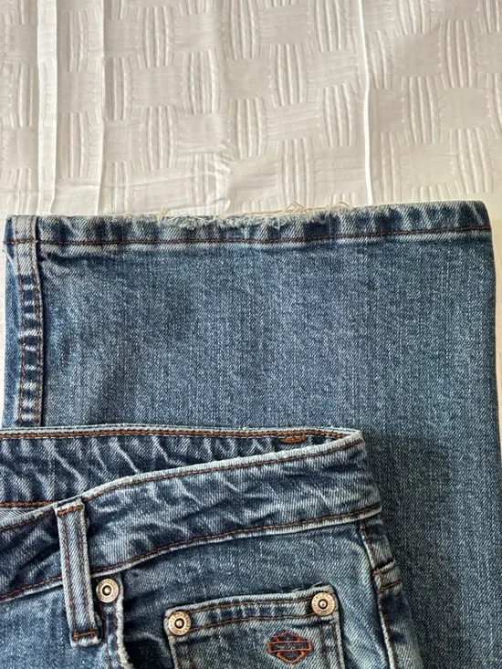 Harley-Davidson VTG Jeans Bootcut Women 14 Black Leather Patch 5 Pocket Zip fly - Picture 11 of 16